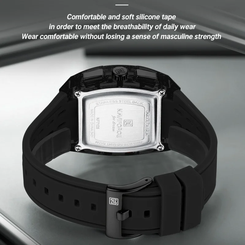 NAVIFORCE Man's Watch 5ATM Waterproof Quartz Chronograph Silicone Strap Stylish Students Sports Male Luxury Wristwatch Gifts Box view 6