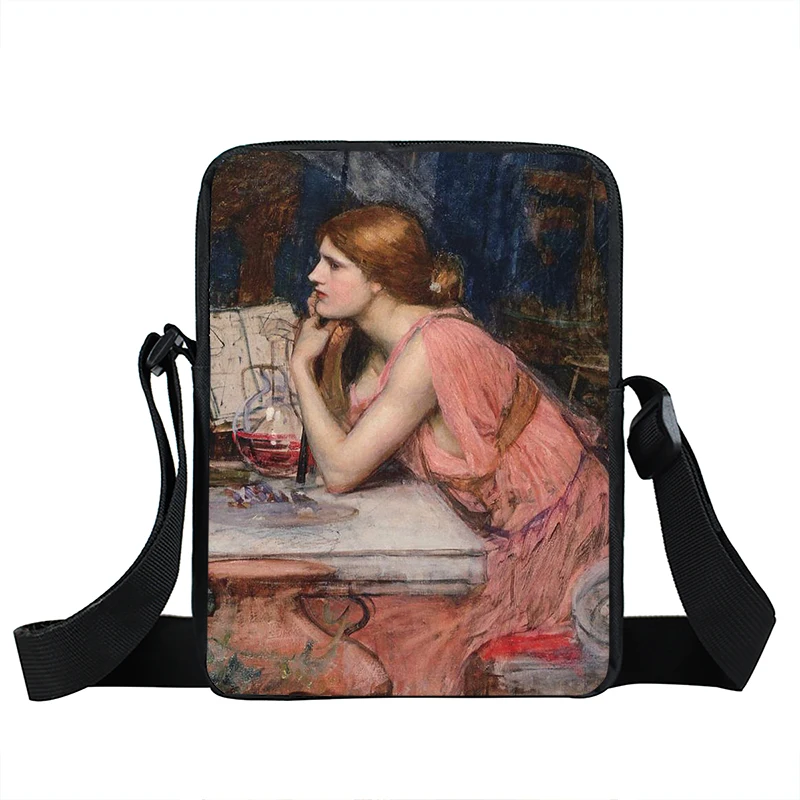 Oil Painting Classic Beauty Print Messenger Bag Famous Artist John William Waterhouse Crossbody Bags Student Bookbags Gift