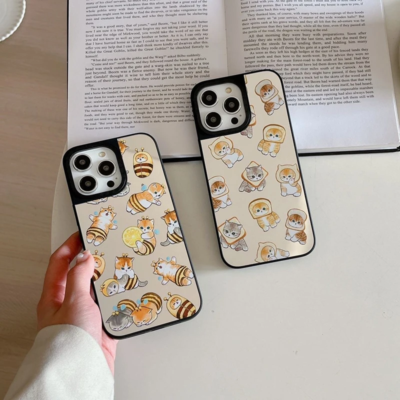 

Cute Honeybee Cat MagSafe Mirror Surface Case Phone Case Cover for IPhone 11 12 13 14 15 Pro Max Case for IPhone 15 Pro Max