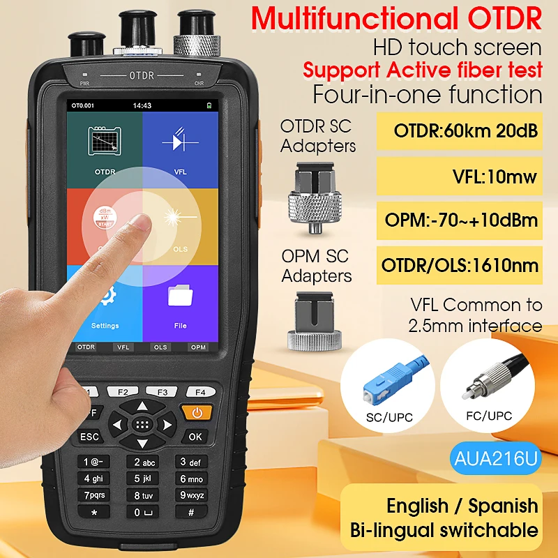 AUA216U/A 28U/A 280U/A Smart OTDR 1310 1550nm 1610nm with VFL/OPM/OLS Touch Screen OTDR Optical Time Domain Reflectometer