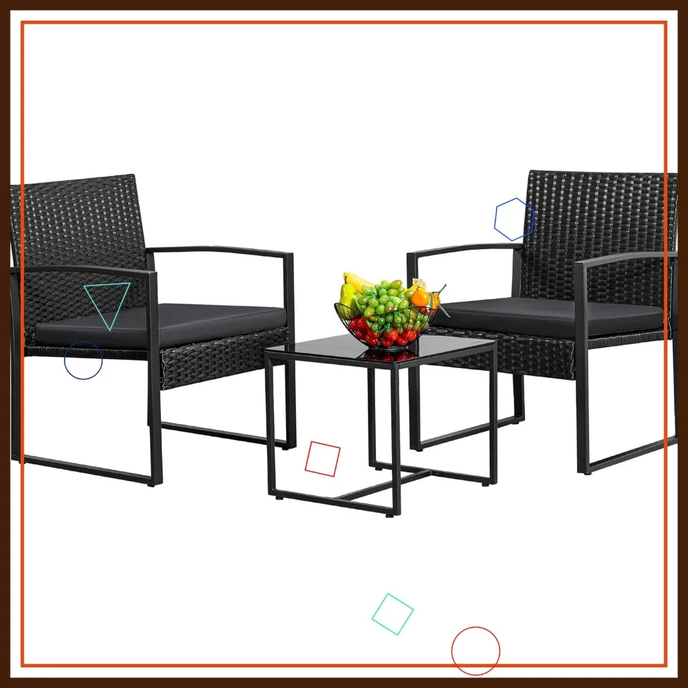 

Modern 3-Piece Rattan Patio Set with Coffee Table - Outdoor Garden Furniture for Yard & Porch