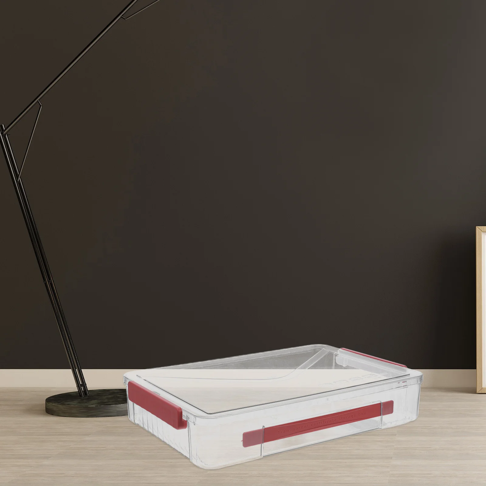 Document Storage Box Pet Transparent Flip Lid Handle Portable Certificate Organizer Clear File Box For Papers Magazines