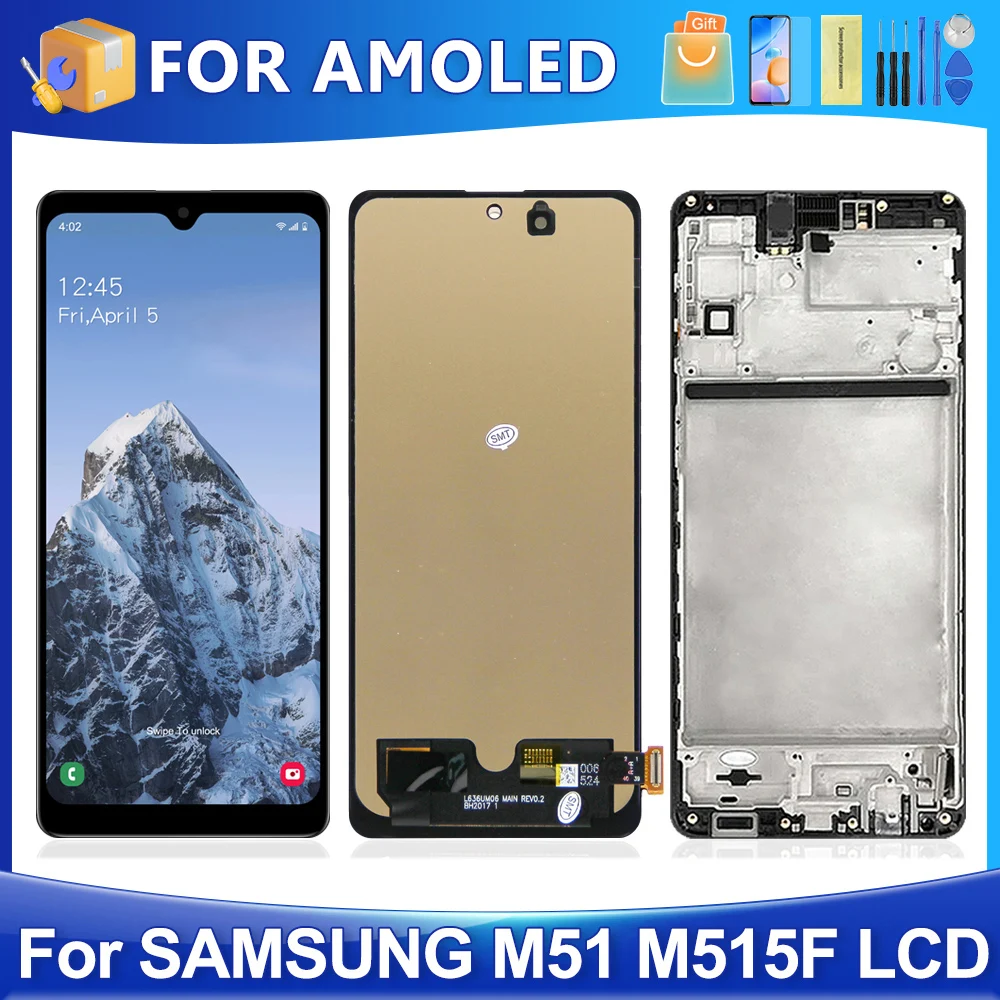 

6.7''M51 For Samsung For AMOLED M515 M515F M515F/DSN LCD Display Touch Screen Digitizer Assembly Replacement