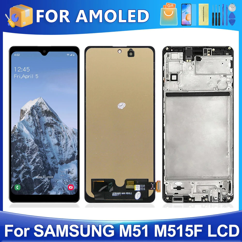 6.7\'\'M51 For Samsung For AMOLED M515 M515F M515F/DSN LCD Display Touch Screen Digitizer Assembly Replacement