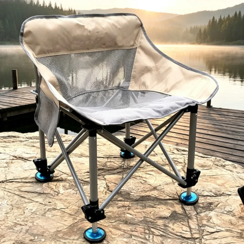 Moon Fishing Chair Shock Absorbing Lifting Legs Breathable Mesh Heavy Duty Foldable All Terrain Outdoor Camping Seat 낚시 의자