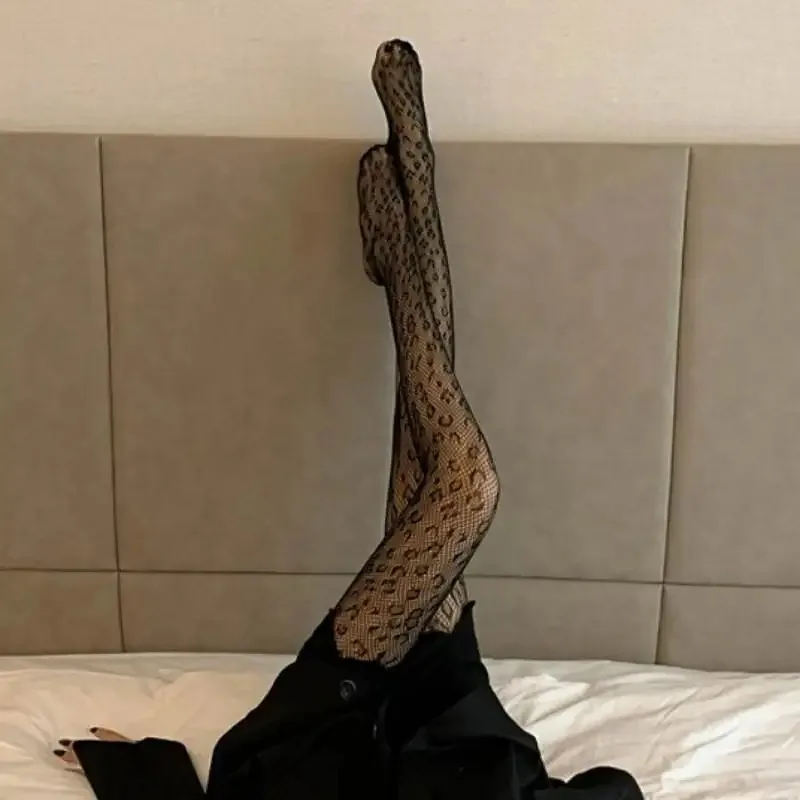 Tights Leopard Print Sexy Women's Printed Tight Design Black Hollow Stockings Fishnet Special Fashion Pantyhose Stocking