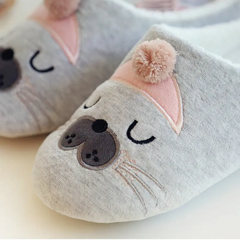 Cute Plush Sea Seal Slippers Indoor Fabric Shoes Rubber Bottom Girl Shoes Female Women