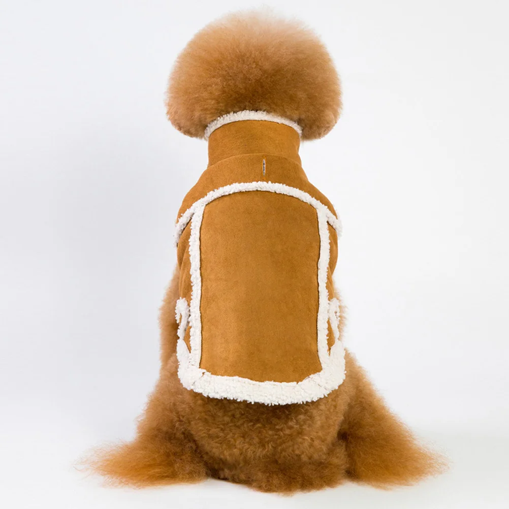 

Winter Pet Warm Coat Suede Fabric England Style Dog Jacket for Puppy Small Dogs Outdoor Walking Running Brown Size L