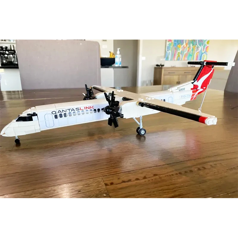 MOC DHC-8 Turboprop-powered Medium-range Regional Airliners Building Block Model Bricks DIY Toys for Kid Christmas Gifts