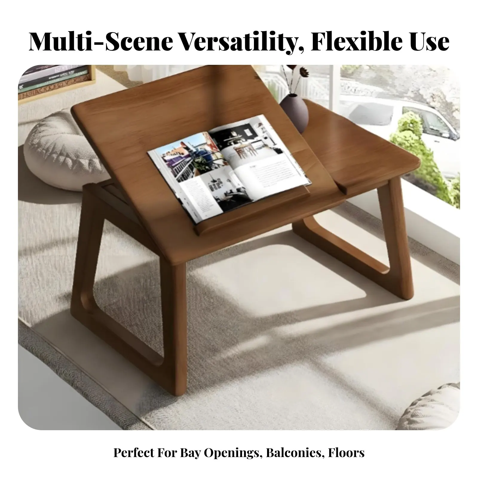 

Foldable Floor Table Japanese & Design Adjustable Floor Table Portable Multi-Functional for Beverage Lovers