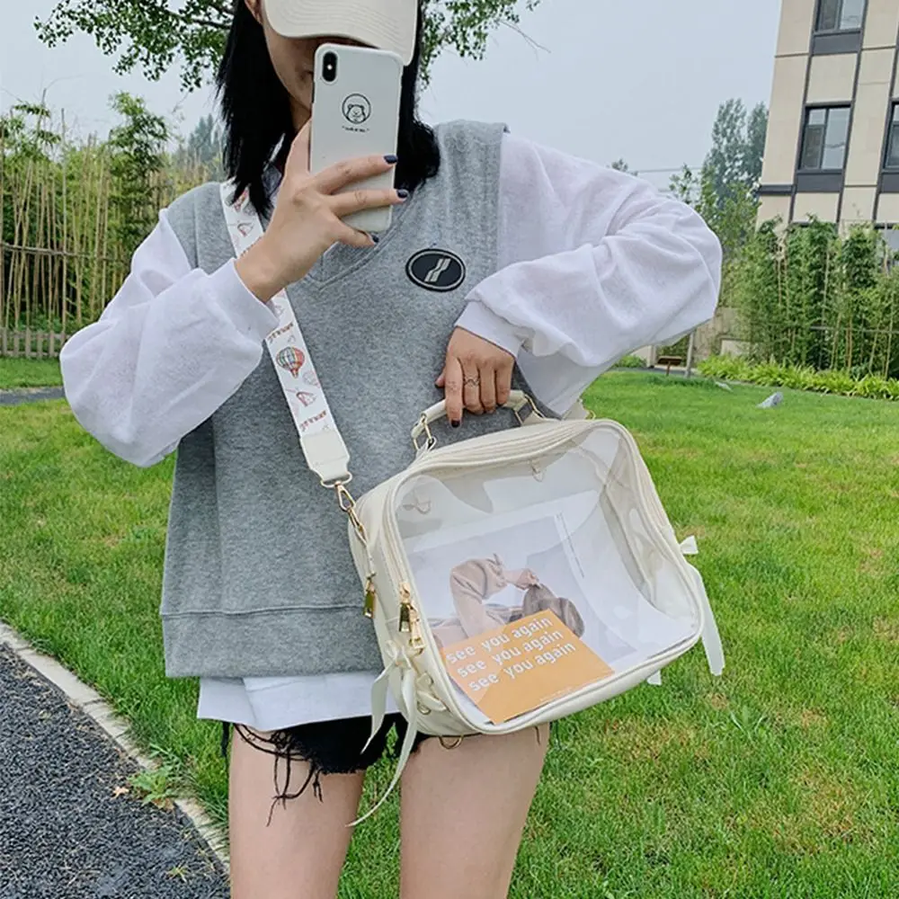 Portable Candy Color Transparent Backpack Korean Style Crossbody Dual Purpose Bag Square Large Capacity Fashion Jelly Bag Travel