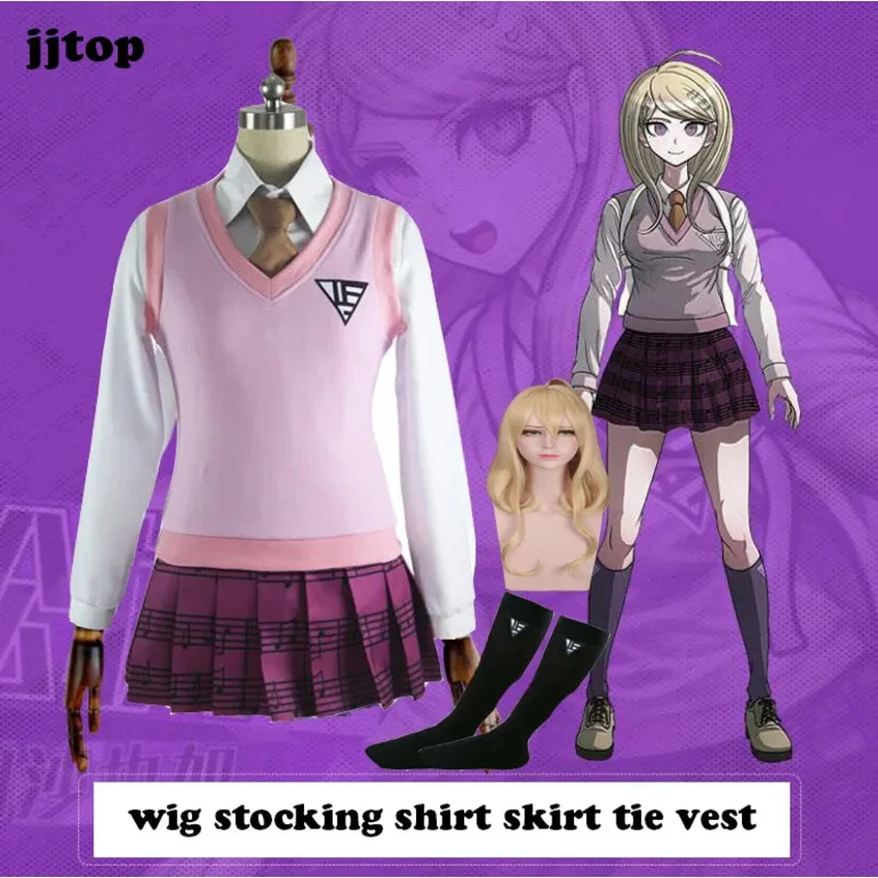

Game New Danganronpa V3 Akamatsu kaede Cosplay Costume Japanese Anime Uniform Full Set Clothes Shirt Vest Skirt T