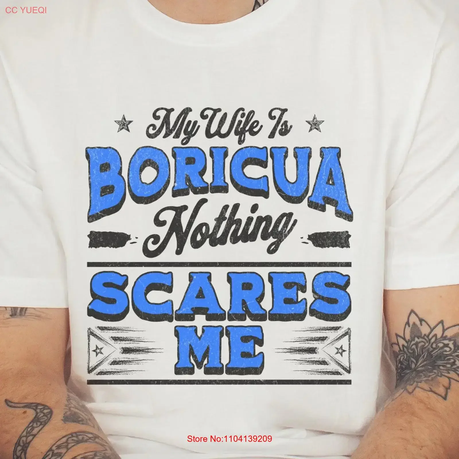 My Wife Is Boricua Nothing Scare Me T Shirt Puerto Rico Rican s vintage Washed designer clothes fashion Comfortable Breathable