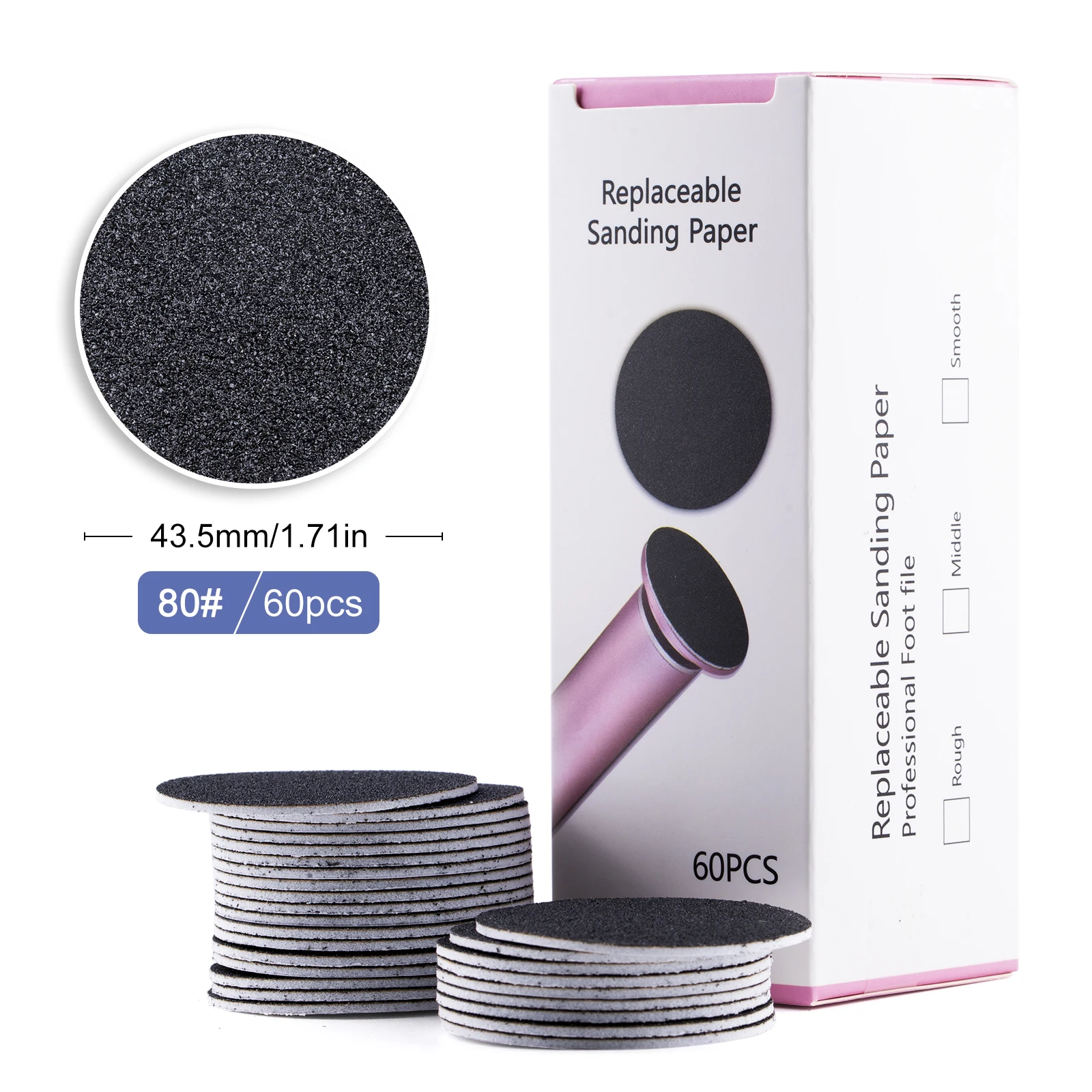 TP 43mm 60 stks/doos Voet Dode Huid Schuurpapier Voor Elektrische Nagelvijl Cuticle Eelt Vervangbaar Schuurpapier Professionele Pedicure