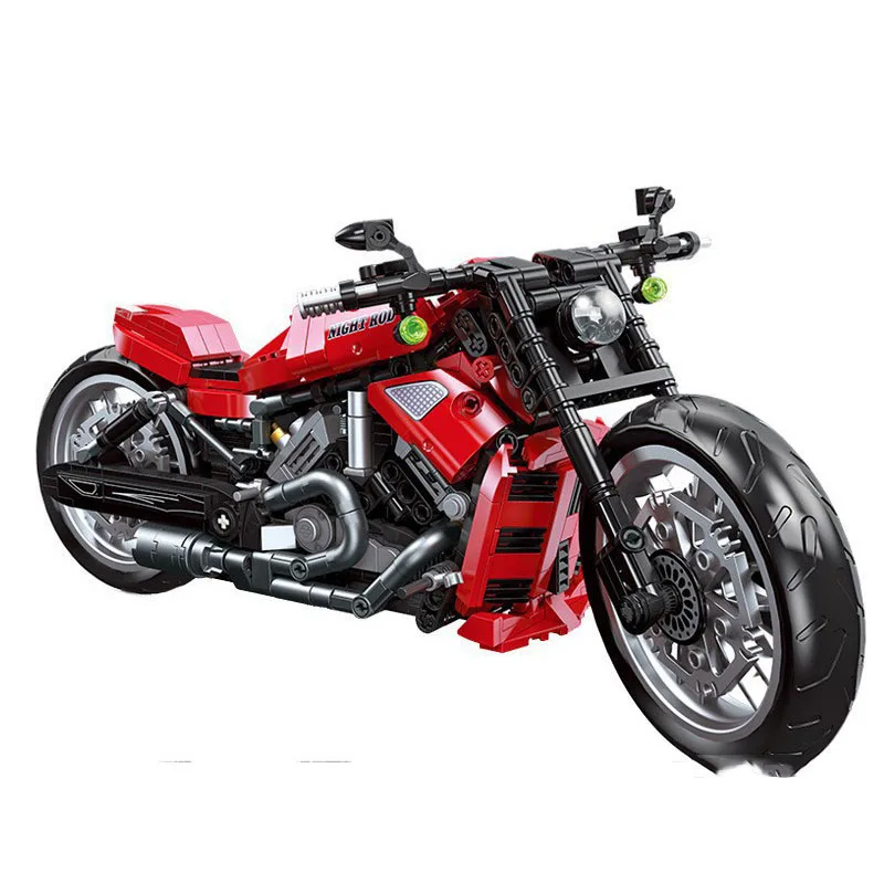 Scale Motorbike Harleying Night Rod Motor Building Block Simulation Motorcycle Vehicle Bricks Toy Collection For Boys Gift