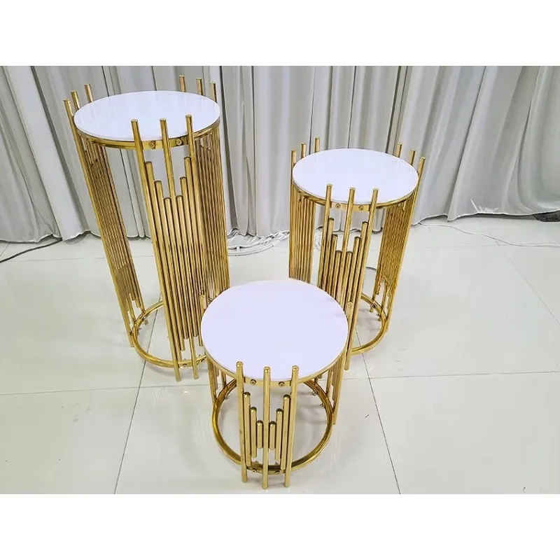 New gold metal base flower cylinder dessert display base cake stand for wedding event decoration