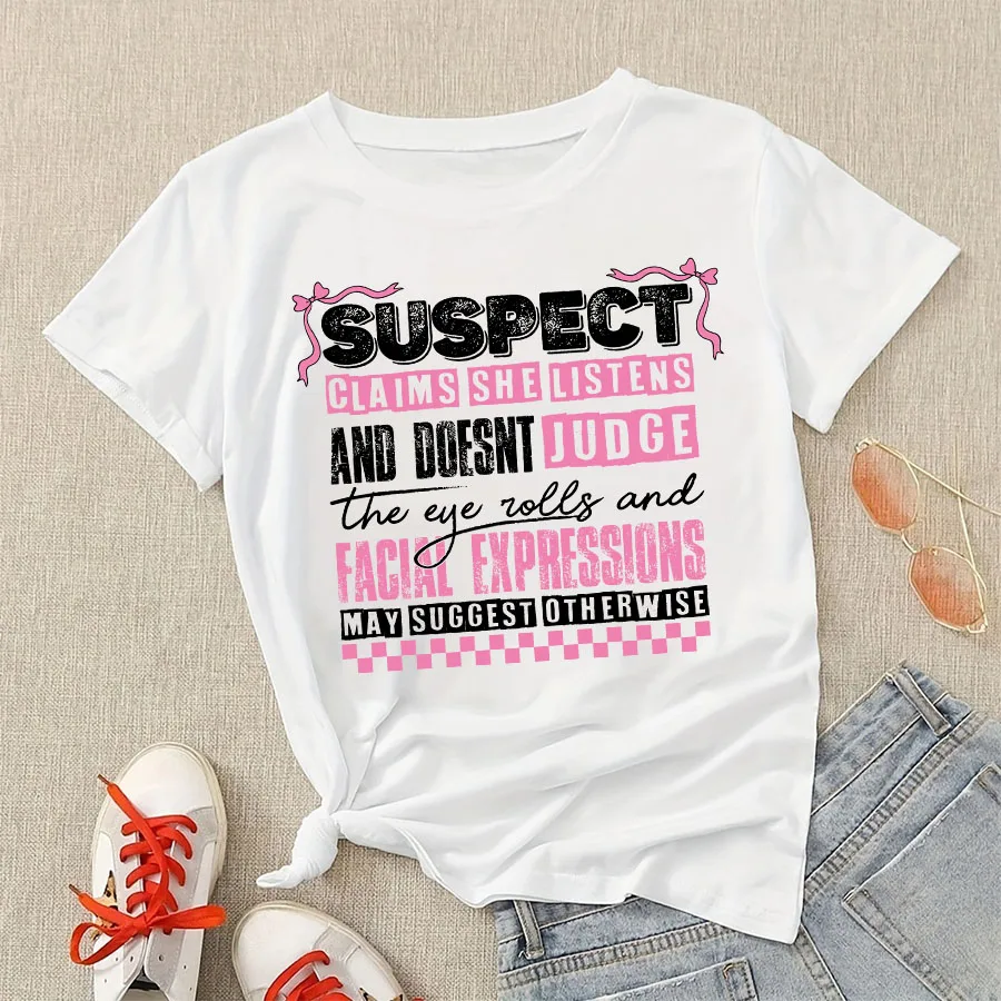 Suspect Claims She Listens And Doesnt Judge Iron-On Heat Transfer Sticker Decal T-shirts Sweatshirts Bag Clothing Fabric Decor