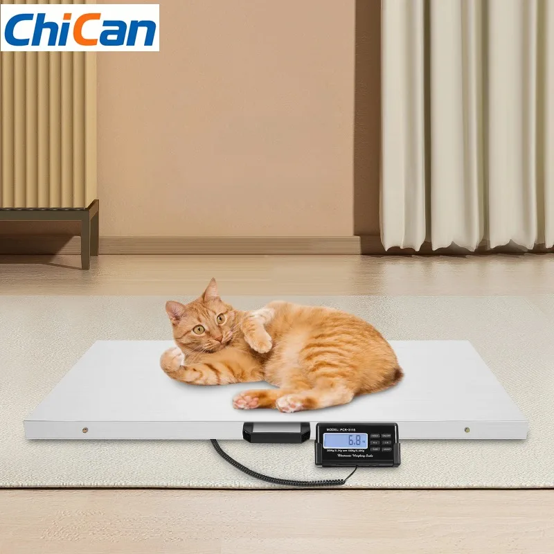 

【Hot】Modern Simple Stainless Animal Livestock Digital Scale LCD Large Platform Equipment 660Lbs 6 Function Keys for Pets