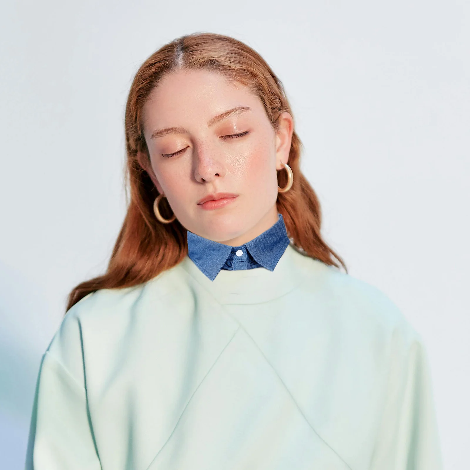 قطعة واحدة من الياقة المزيفة القابلة للفصل، ياقة كاذبة من قماش الدنيم للسيدات، إكسسوار ملابس أنيق مثالي للفساتين والبلوزات #6