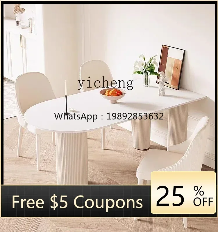 

ZZ Stone Plate Kitchen Island Special-Shaped Integrated Home Chair Simple and Light Luxury Cream Style Dining Table and Chair