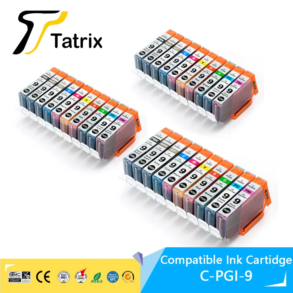 Tatrix PGI-9 PGI9 For Canon PGI-9 With Chip Compatible Ink Cartridge For Canon Pixma Pro 9500 MX7600/iX7000/IX7000 RFB MX7600