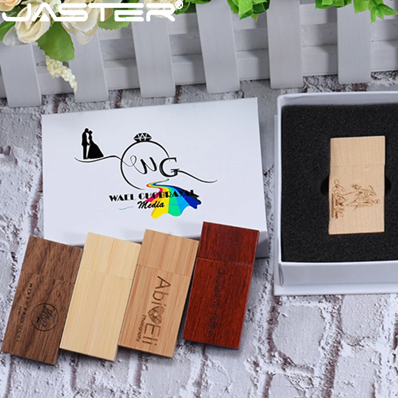 

JASTER Wooden Pendrive 128GB Free Custom Logo USB Flash Drive 64GB White Carton Memory Stick 32GB High Speed USB Stick 16GB 8GB