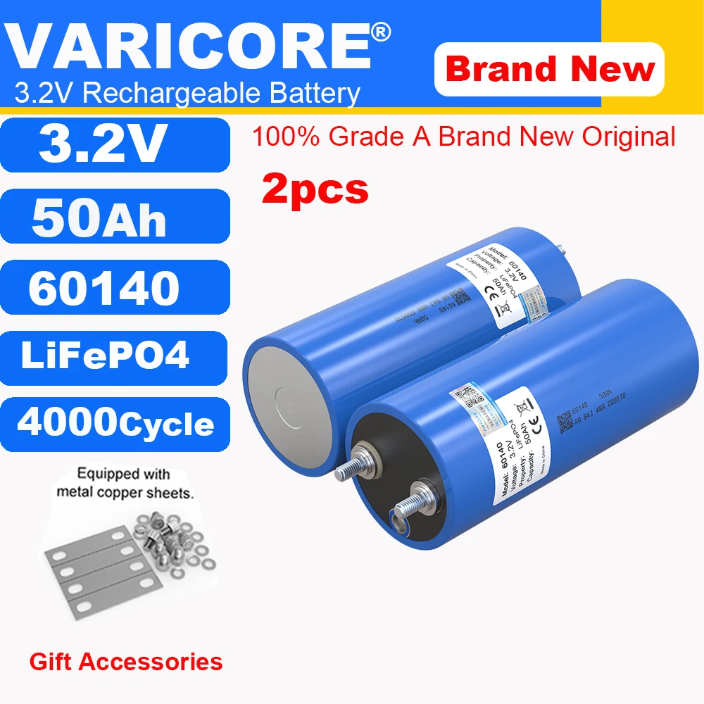 

1-2pcs 3.2V 50Ah LiFePO4 Battery 60140 Lithium iron phosphate batteries for 12V 24V 3C Motorcycle Car Golf Cart Camping Trip