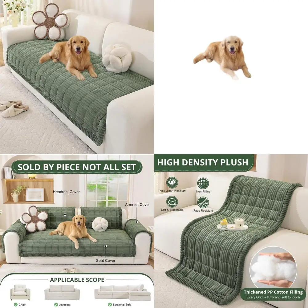 

Моющийся чехол для дивана, устойчивый к укусам собак, толстый защитный чехол с принтом лап для кожаных, секционных и двухместных диванов (35.4 x 63, зеленый)