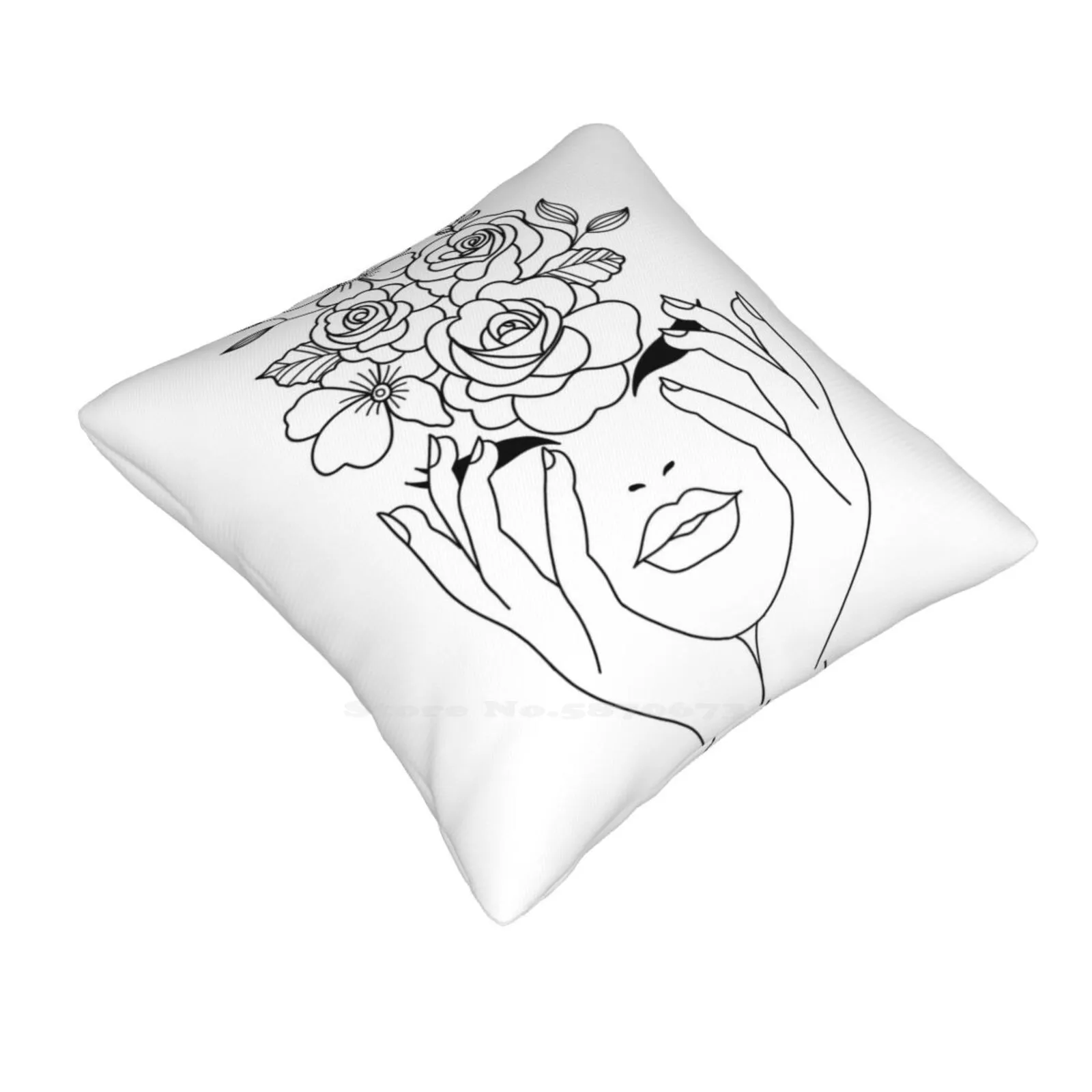 Woman Face One Line Drawing Bedroom Office Hug Pillowcase Abstract One Line Art Face Female Minimal Line Art Oneline Faces