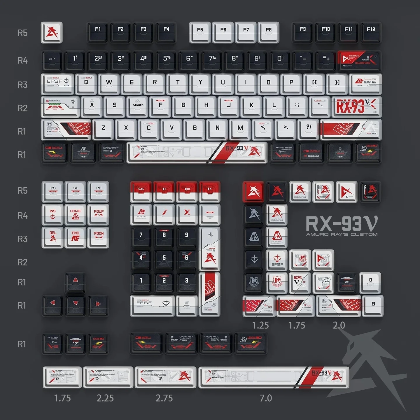 PIIFOX HDL-RX93 Keycap Set,144 Keys PBT Dye-sub Side Transparent OEM Profile Cross Stem,Package Only Keycaps,No Keyboard