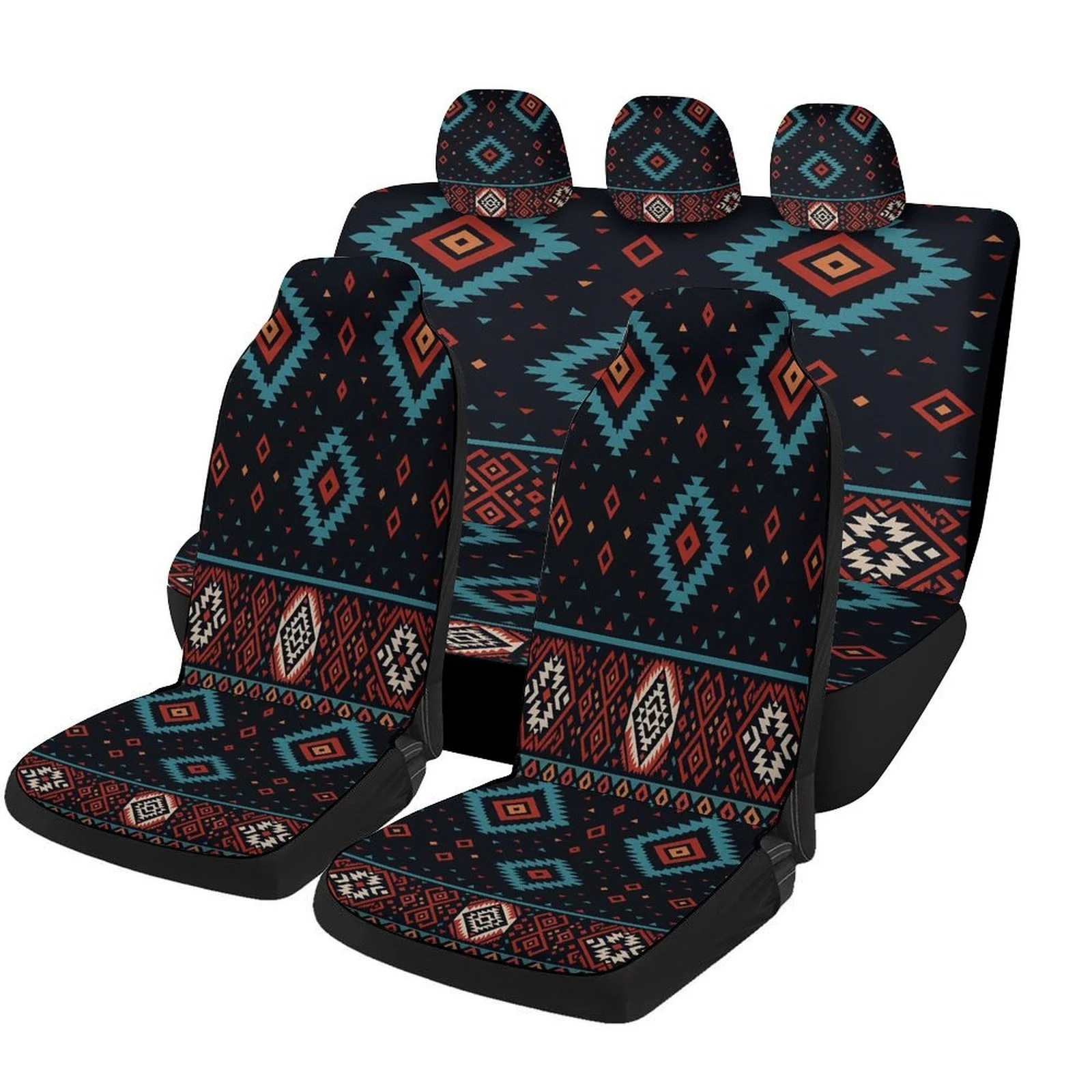 Aztec Pattern Design Designed Car Seat Cover Set For Most Cars, Decorative Fashionable High-quality Car Seat Protector Covers Fu