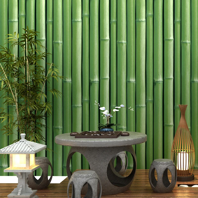3D Bamboo Wallpaper Hotel Porch Living Room TV Background Wall Classical Chinese Style Home Decoration PVC Wall Sticker