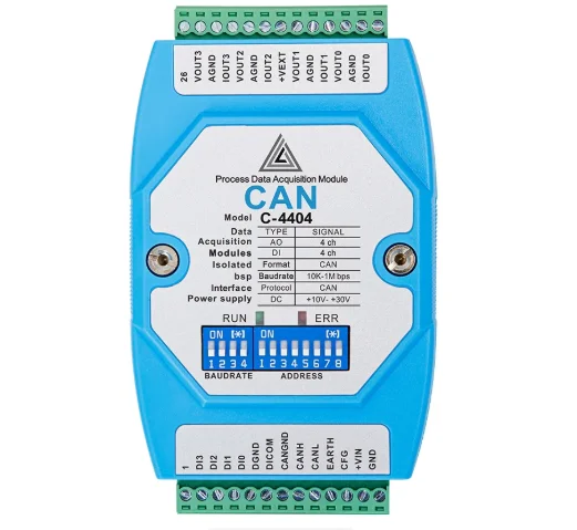 CAN Bus to Analog Output Module, 4-20mA 0-10V with Digital I/O & CANFD