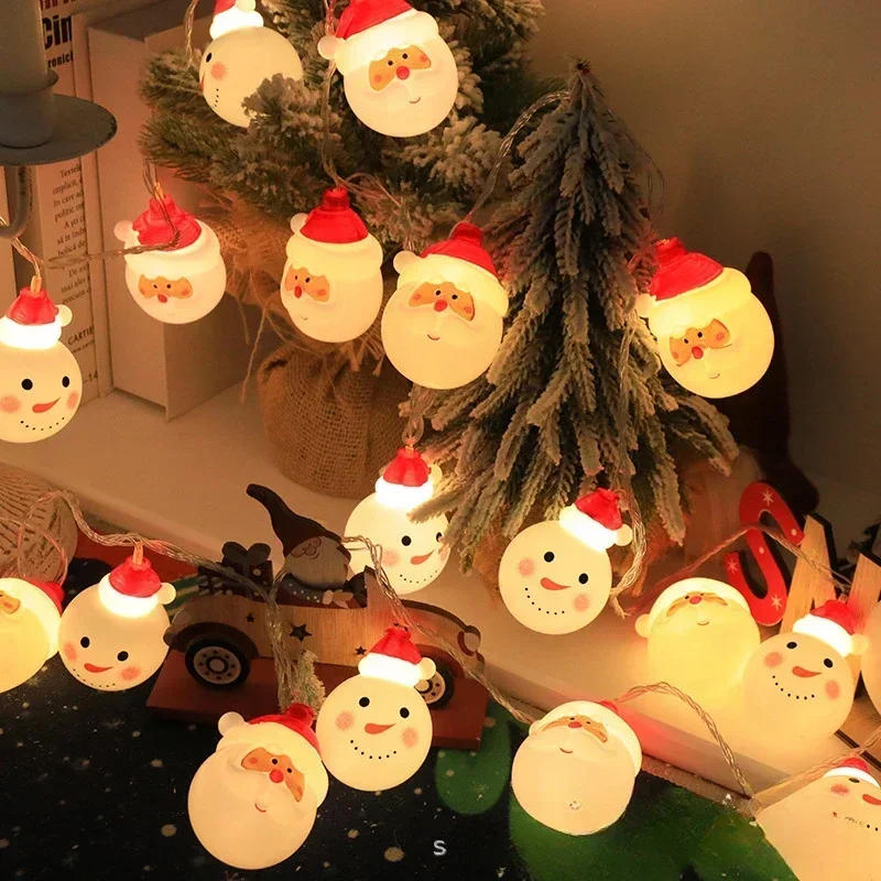 Christmas Lights String Santa Claus Snowman Battery-operated Garland LED Christmas Decorative Light Party New Year's Decor
