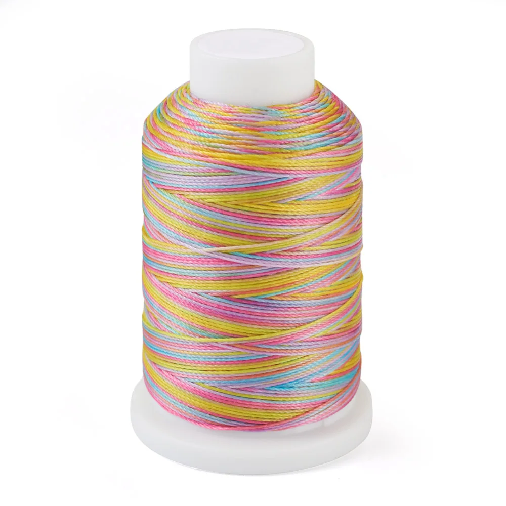 230m/Roll 0.5mm Gradient Color Round 6-Ply Waxed Polyester Cord Thread for Bracelet Necklace DIY Jewelry Braided String Material