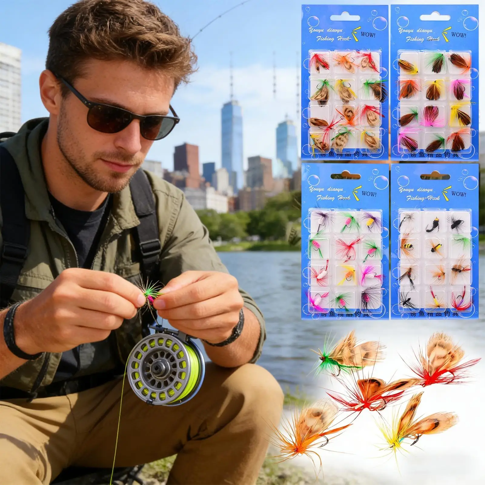 

Приманки для ловли нахлыстом для окуня, 48 шт., реалистичные принадлежности для рыбалки, реалистичные приманки для ловли форели для рыболов, рыбаков, мужчин, отцов