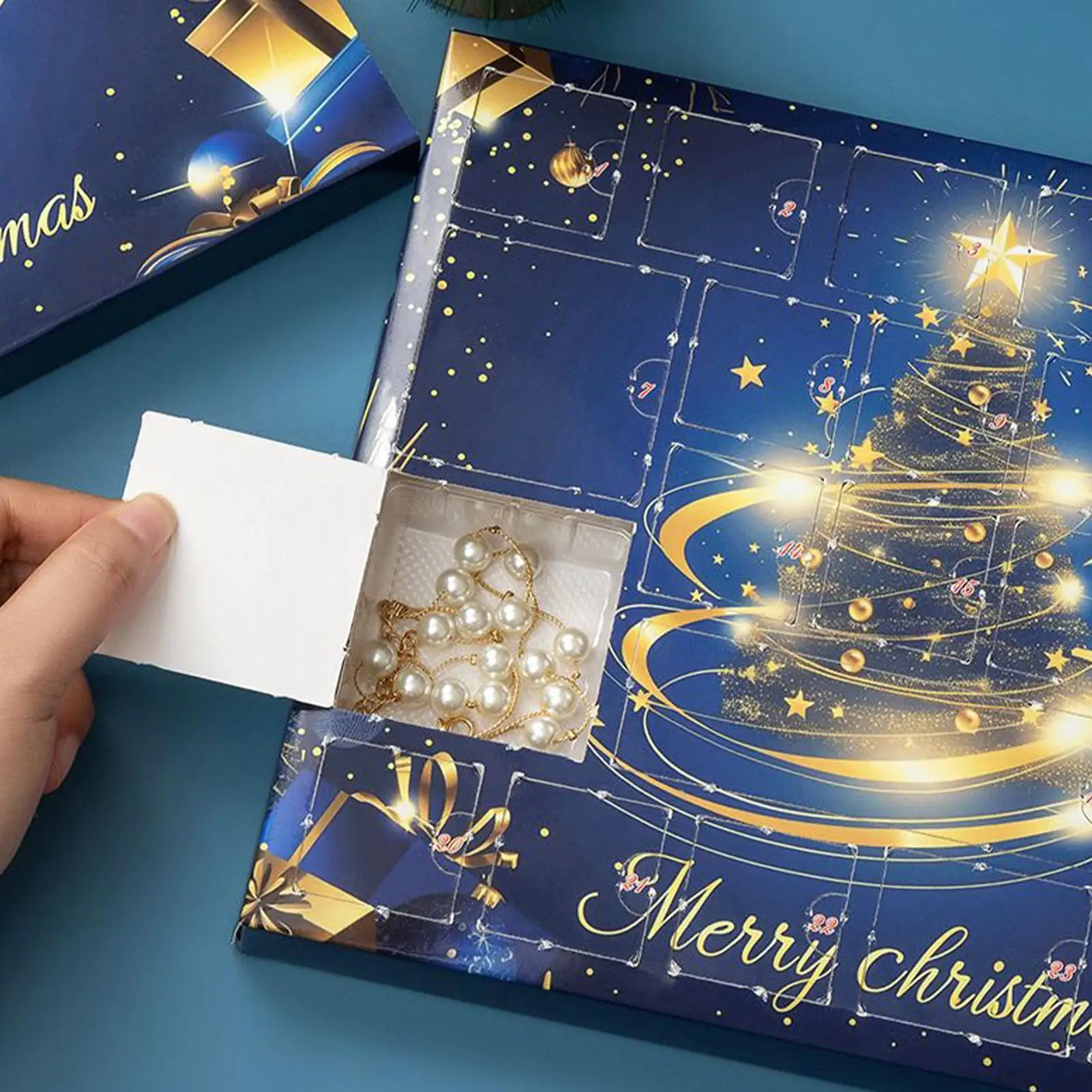 ジュエリーカレンダー-アドベントジュエリー-ネックレス-ファッションイヤリング-クリスマス-合金リング-女性-女の子-妻-冬-日常のお祝い