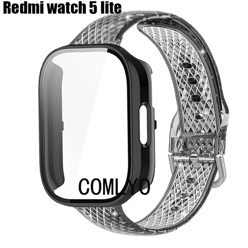 

Для Redmi watch 5 lite чехол с ремешком для умных часов с полным покрытием, защитный бампер из ТПУ, мягкий спортивный женский и мужской ремешок