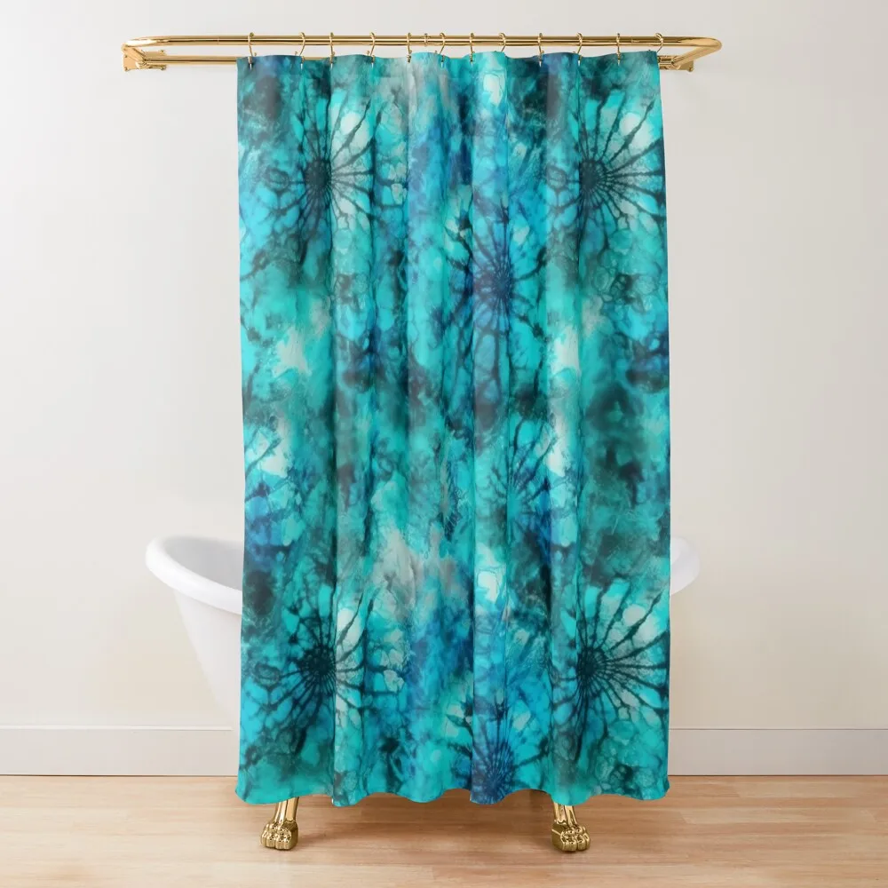 

Turquoise Tie Dye Shower Curtain Shower Waterproof Bathroom Accessory Curtain