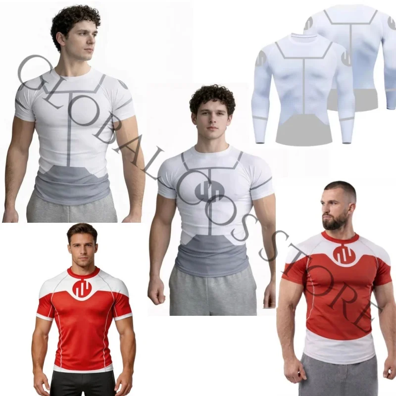 

Invincible Cosplay T-Shirt Costume Form-Fitting Grey Logo Tee Two Color with White Red Long Short Sleeve Clothing for Men