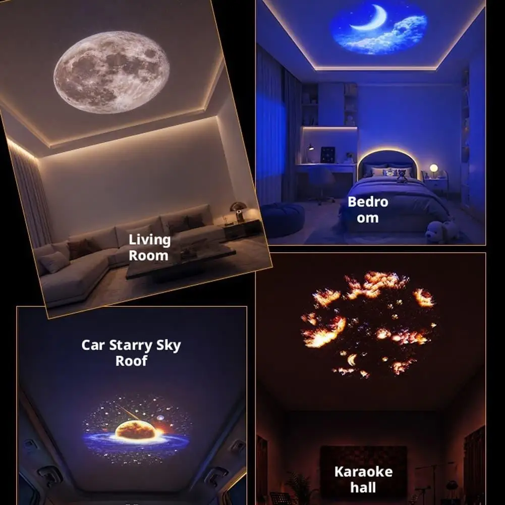 LED Starry Sky Projector Light USB 15 Patterns 360 Degree Adjustable Moon Galaxy Night Lamp Projection Light Atmosphere Lamp