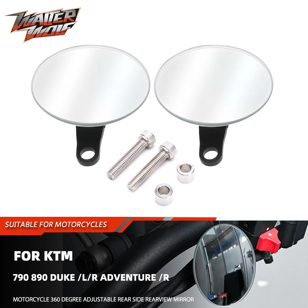 

2025 Adjustable Rearview Mirror 360 Degree Rimless Wide Angle For 790 Duke /L Adventure /R 890 Duke Adventure /R 790ADV 890ADV