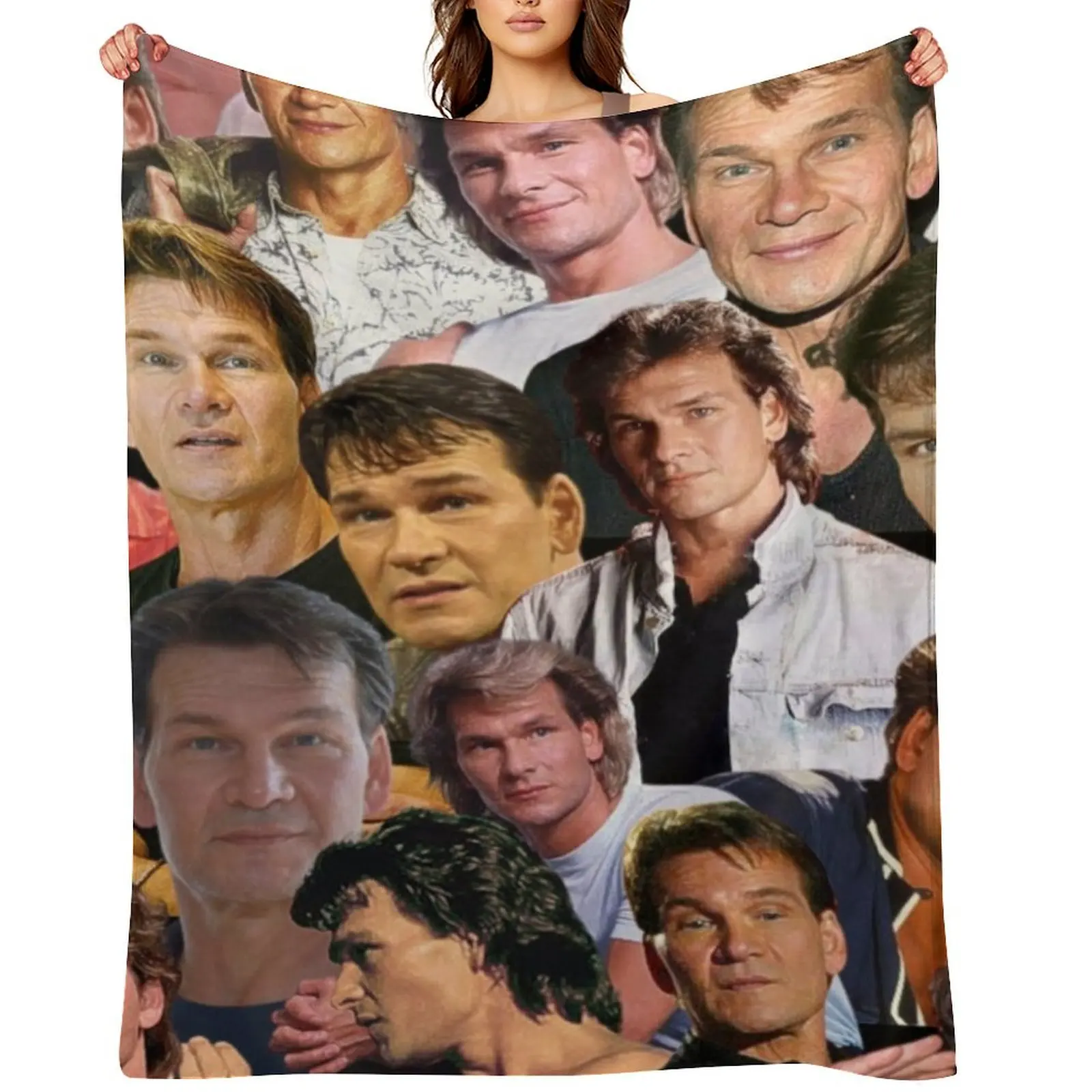 

patrick swayze photo collage Throw Blanket funny gift Large Sofa Quilt Sleeping Bag Blankets