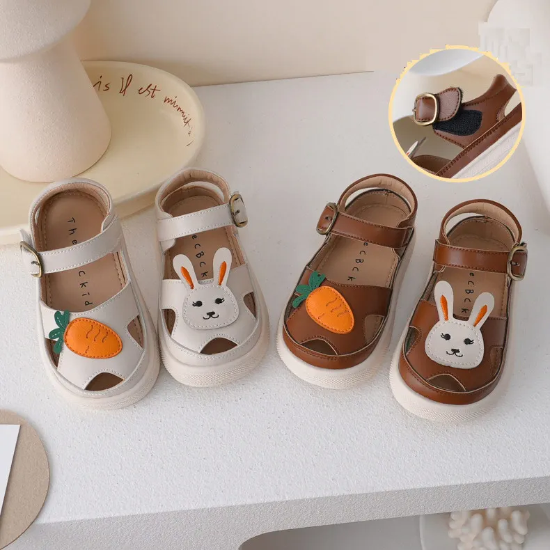 Children Sandals Girl Cute Bunny Casual Sandals Boy Soft Sole Non-slip Toe Protection Beach Sandals Size21-30