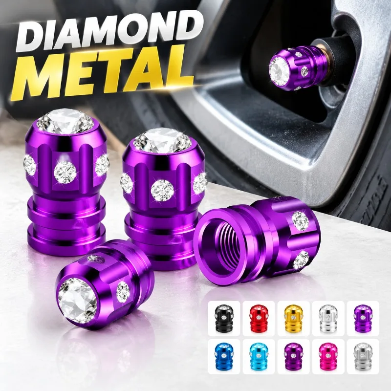 Diamond Style Universal Tire Valve Cap, Colorful Metal Stem Cover, Explosion-proof Valve Core Guard, Decorative Air Nozzle