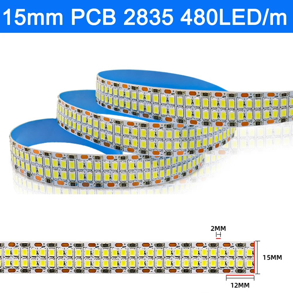 dupla linha led strip lights flexivel smd tape rope cool and warm white nao impermeavel 240leds 480leds 24v dc 2835 4000k 5m 12v 24v ip20 01