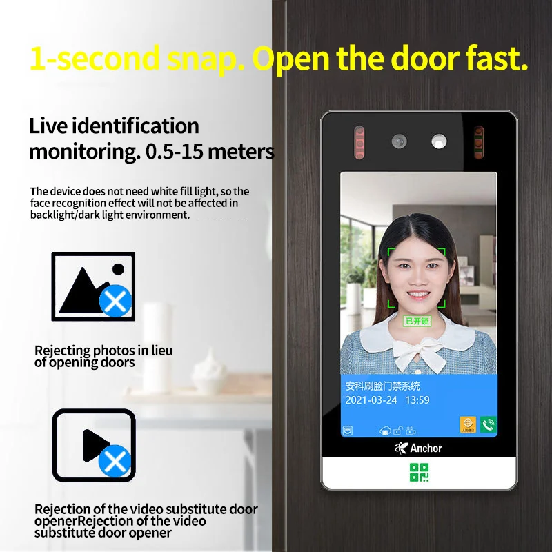 Face recognition all-in-one machine 7 inch access control swipe card password mobile phone remote unlocking