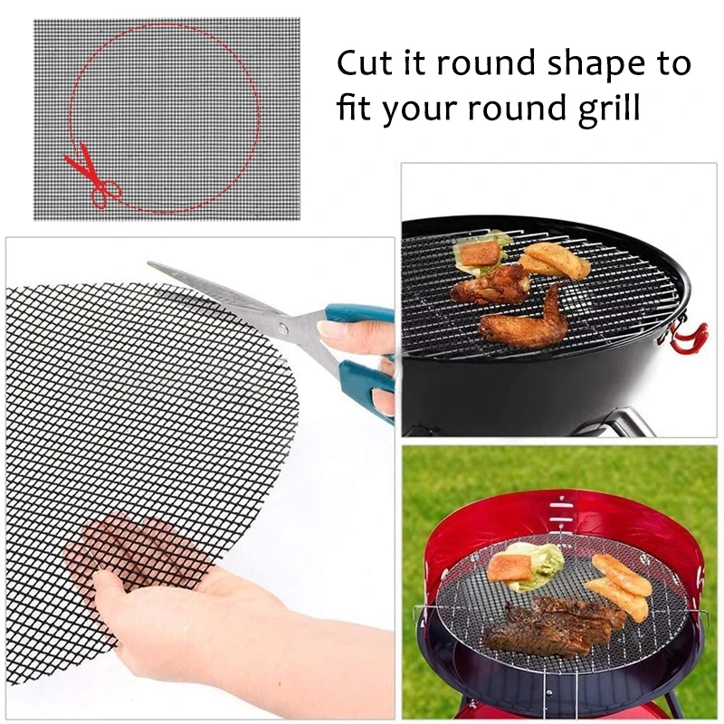 YOMEEI Non-stick Barbecue Grilling Mat Heat Resistant BBQ Mat Reusable Non-stick Coating Barbecue Mesh Outdoor Accessories