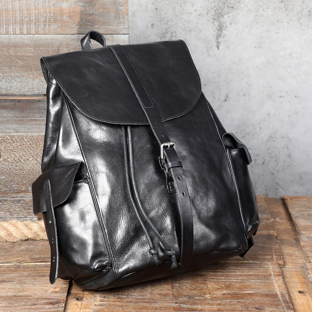Lässiger Herrenrucksack aus echtem Leder, Laptoptasche für Herren, Reisetasche, Obermaterial aus Rindsleder, modischer Herrenrucksack im Preppy-Stil – Detail 11