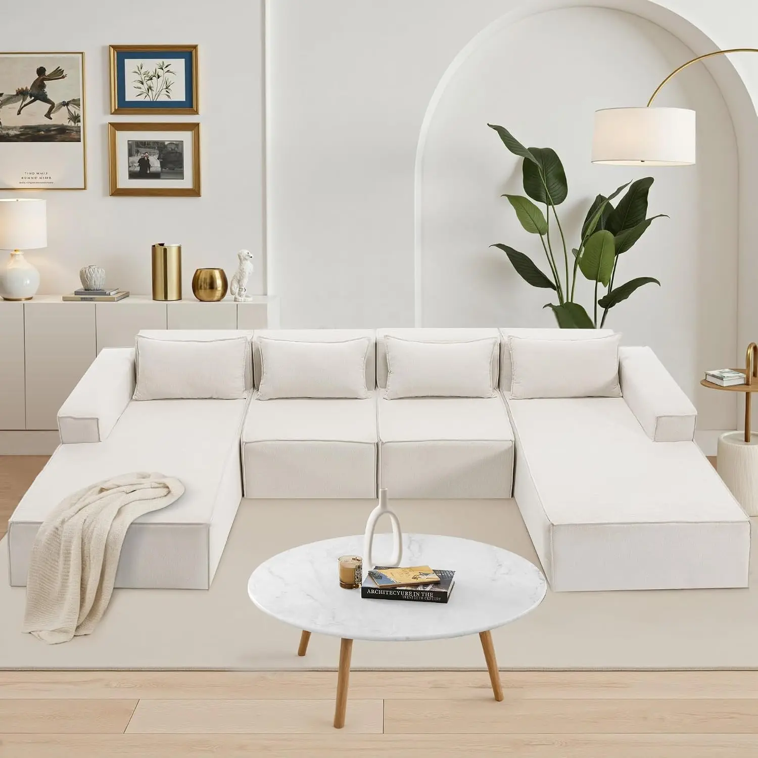 Aliexpress 140" Modular Sectional Sofa U-Shaped Extra Long Chaise Lounge Oversized Chenille Boneless Living Room Comfy Floor Seating No Ass - Aliexpress Deal